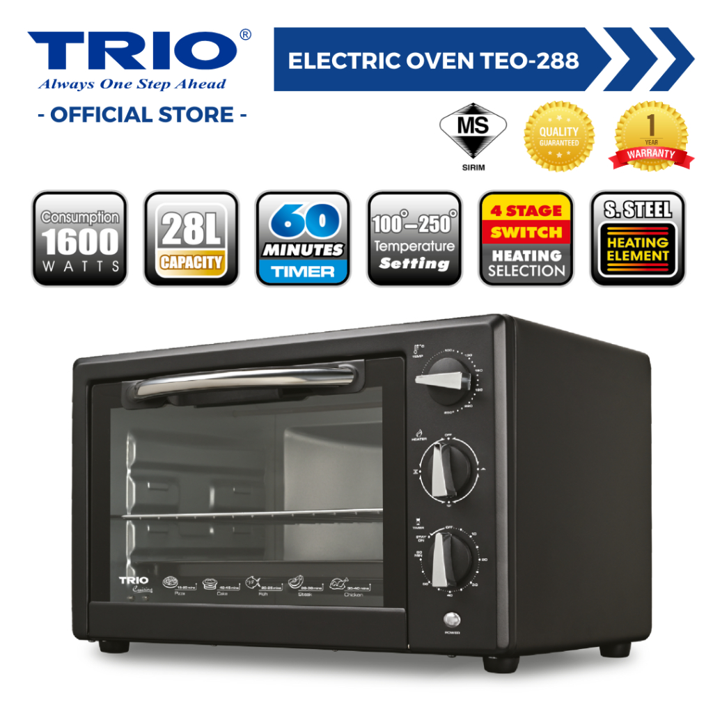 Trio Electric Oven Top and Bottom Heating Selection for Various Cooking