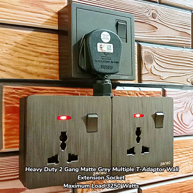 High Quality Heavy Duty 2 Gang Matte Grey Black 3 Pin Multiple T ...