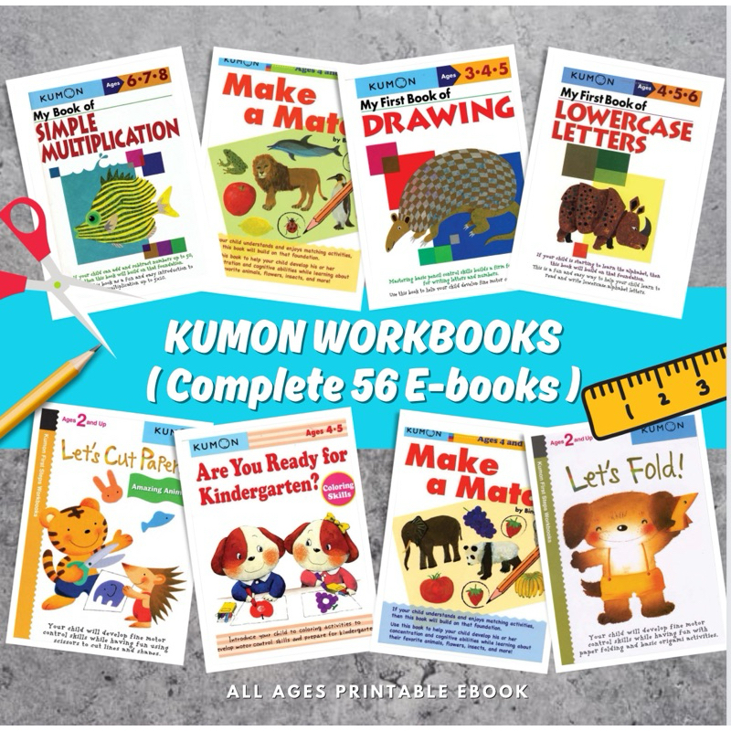(Softcopy / PDF/ Printable) Combo 56 KUMON Workbooks ,Writing , Math