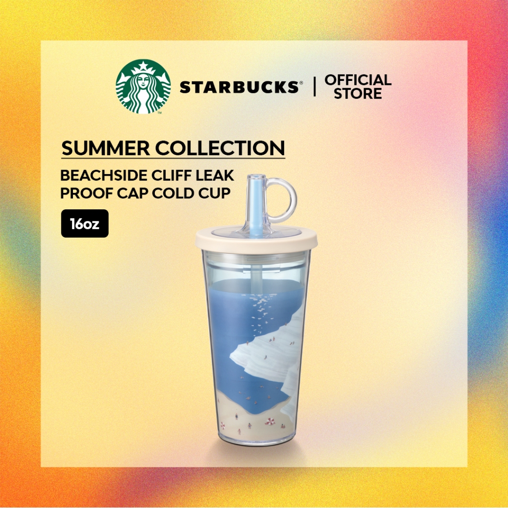 STARBUCKS Beachside Cliff Leak Proof Cap Cold Cup (16oz/473ml) | Shopee