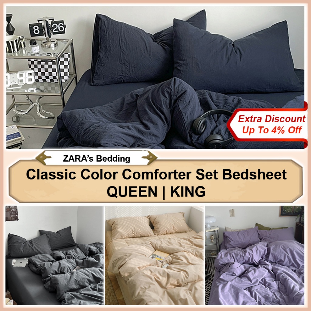 🇲🇾𝑹𝑬𝑨𝑫𝒀 𝑺𝑻𝑶𝑪𝑲🇲🇾 𝟗𝟎𝟎𝑻𝑪 𝑪𝒍𝒂𝒔𝒔𝒊𝒄 Cotton Plain Color Fitted Bedsheets Queen ...