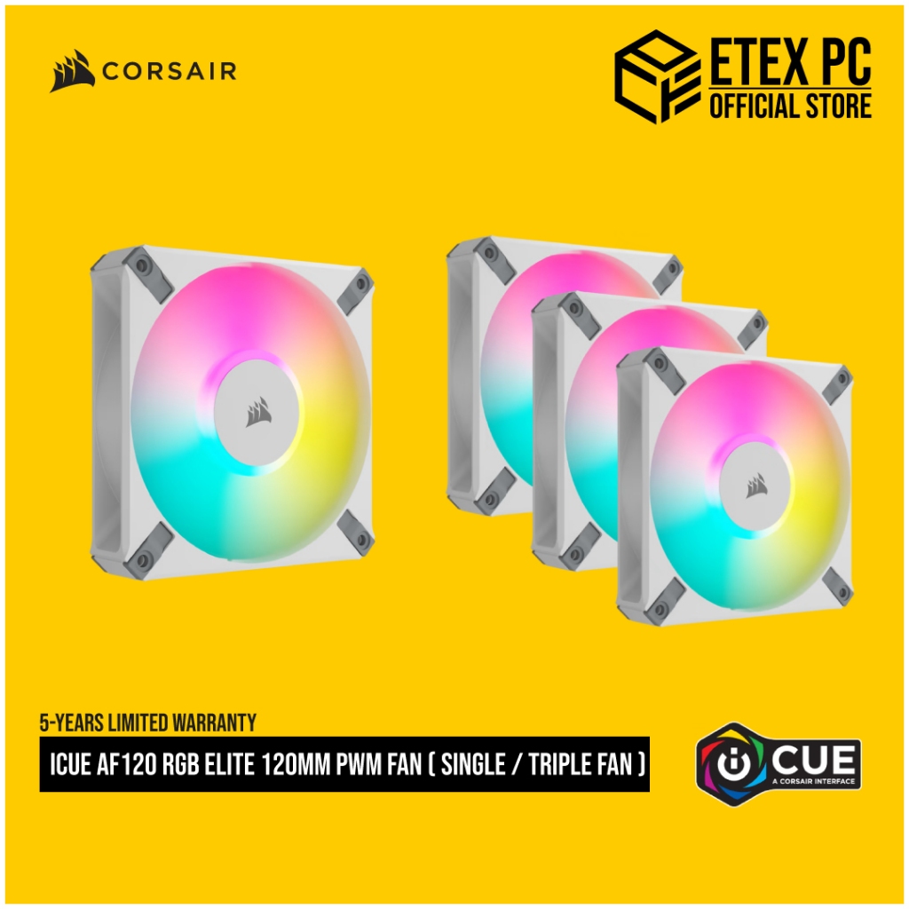 CORSAIR iCUE AF120 RGB ELITE 120mm PWM Fan - White ( Single / Triple ...