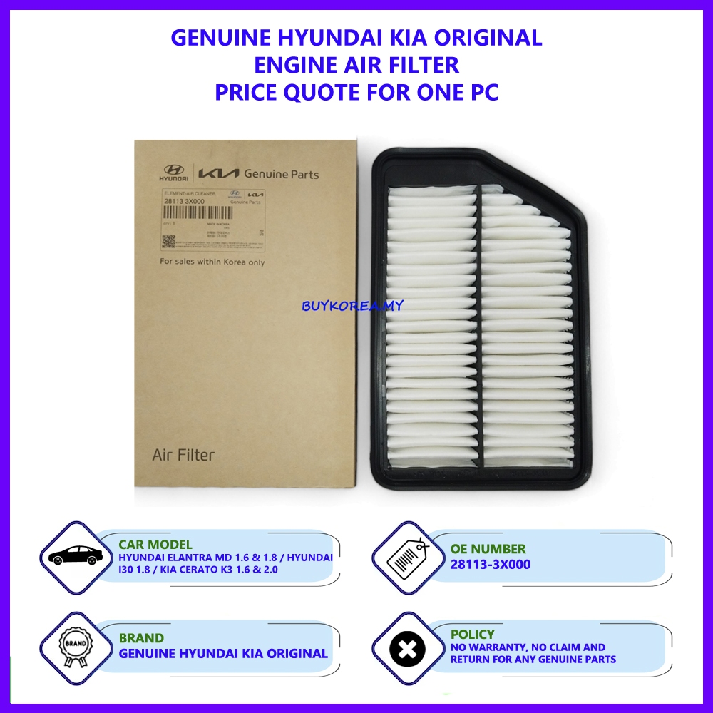 Hyundai Elantra MD 1.6 & 1.8 / Hyundai I30 1.8 / Kia Cerato K3 1.6 & 2.