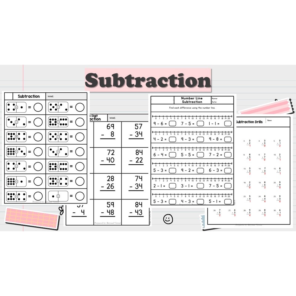 [P273] 180 pages Subtraction Worksheet for Pre-school PDF version 减法 电子 ...