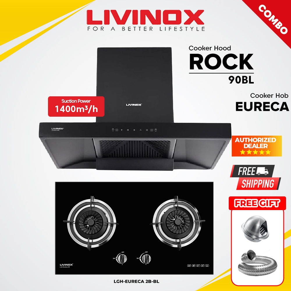LIVINOX Slanted Hood 1400 Suction Power LCH-STONE-90BL / LCH-ROCK-90BL ...
