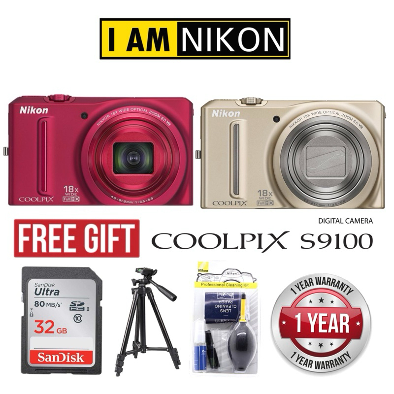NIKON COOLPIX S9100 SUPER 18x WIDE ZOOM COMPACT CAMERA (1 YEARS ...