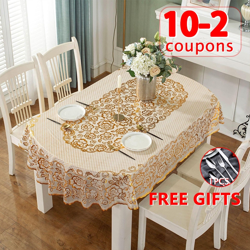 6-8 Seats Oval Tablecloth 137cm*200cm Table Cover Waterproof Oil Proof ...