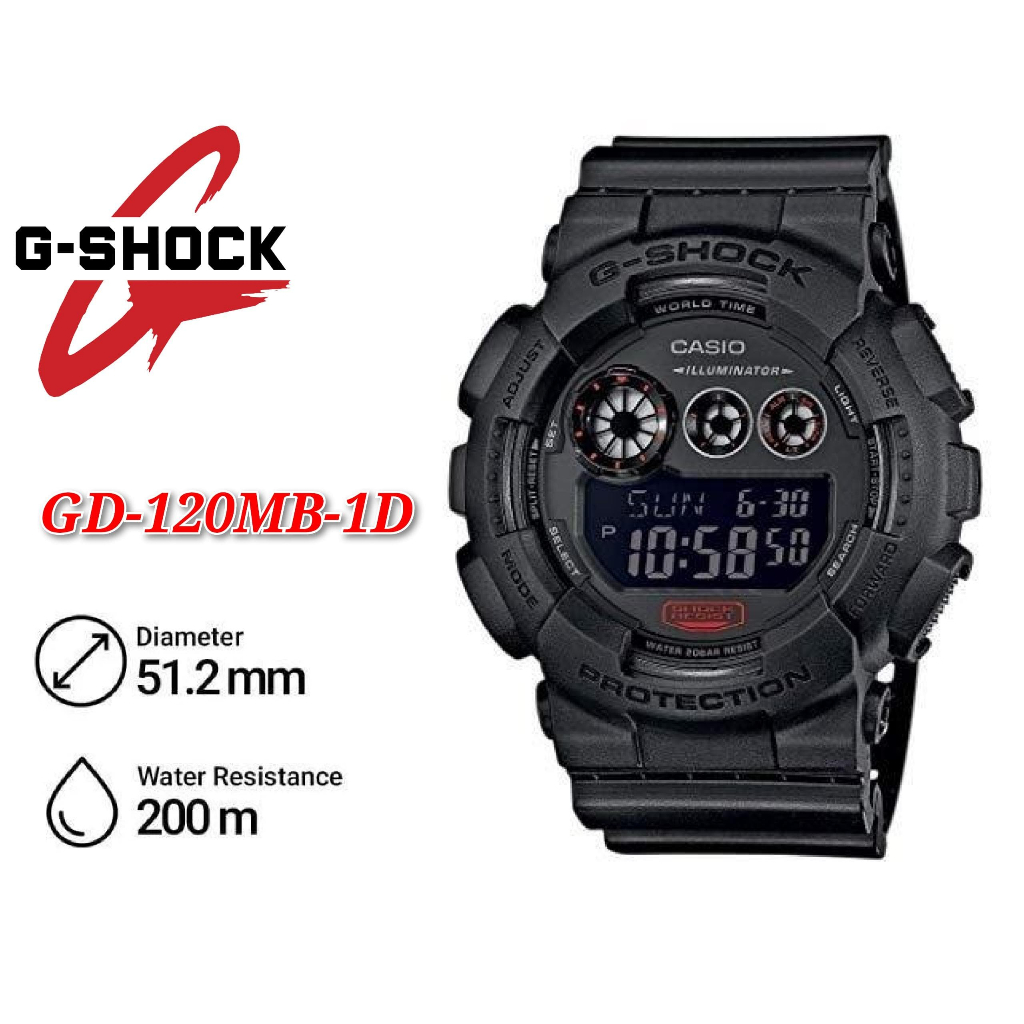 Casio G Shock GD 120MB 1 military black series resin strap GD 120