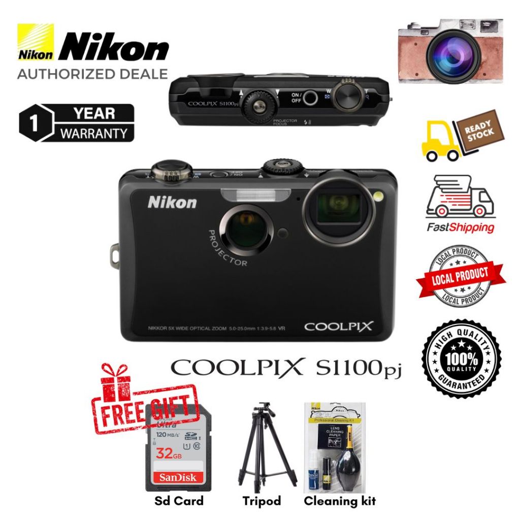 Nikon Coolpix S1100pj 14 MP Digital Camera with Incredible BuiltIn