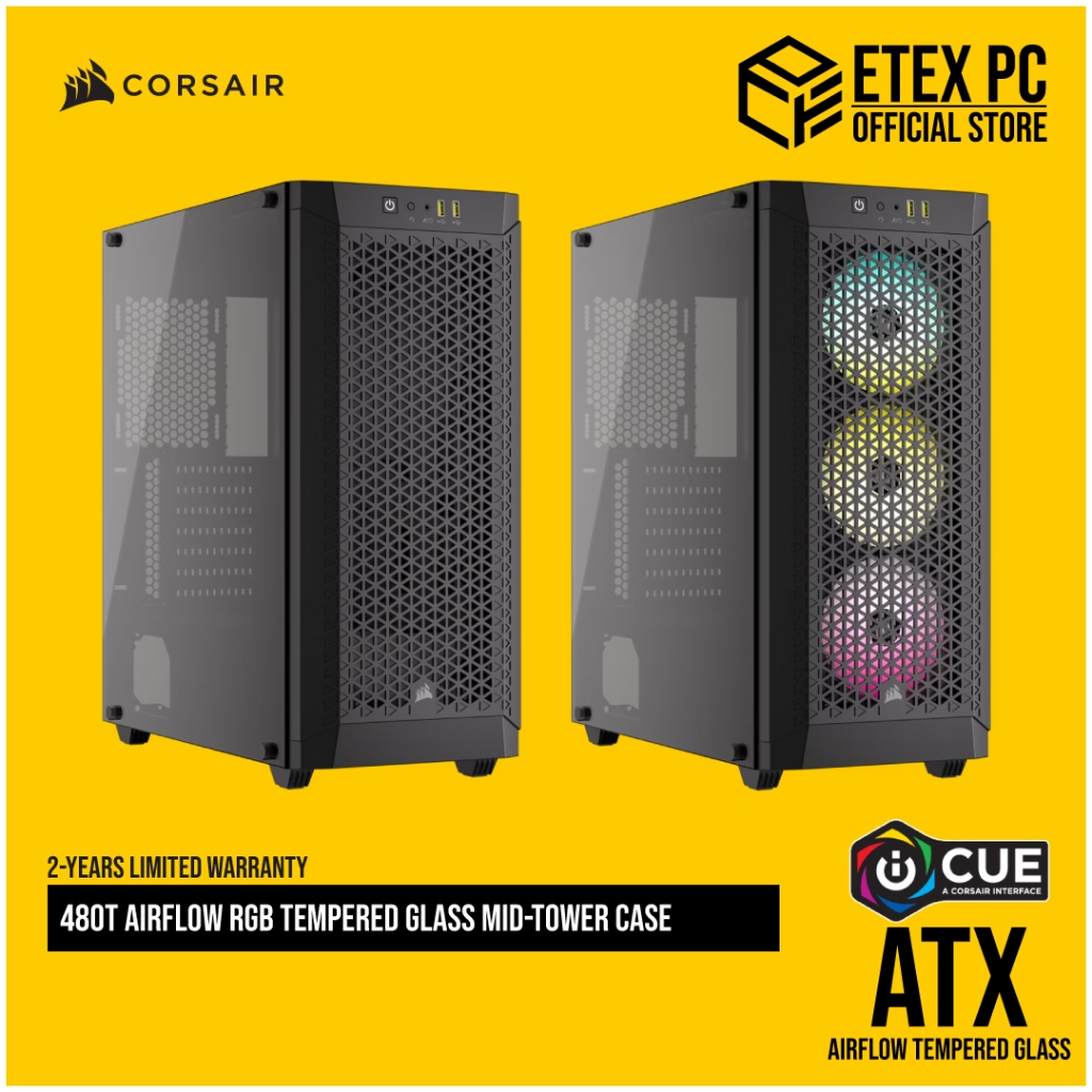 CORSAIR 480T Airflow / 480T RGB Airflow Tempered Glass Mid-Tower Case ...