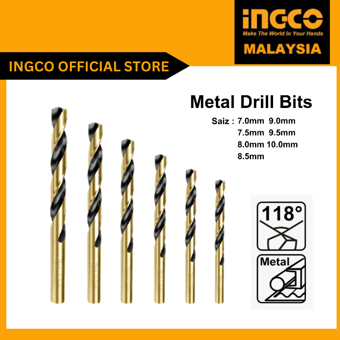 INGCO Metal Drill Bits 7mm, 7.5mm, 8mm, 8.5mm, 9mm, 9.5mm, 10mm (Sell ...