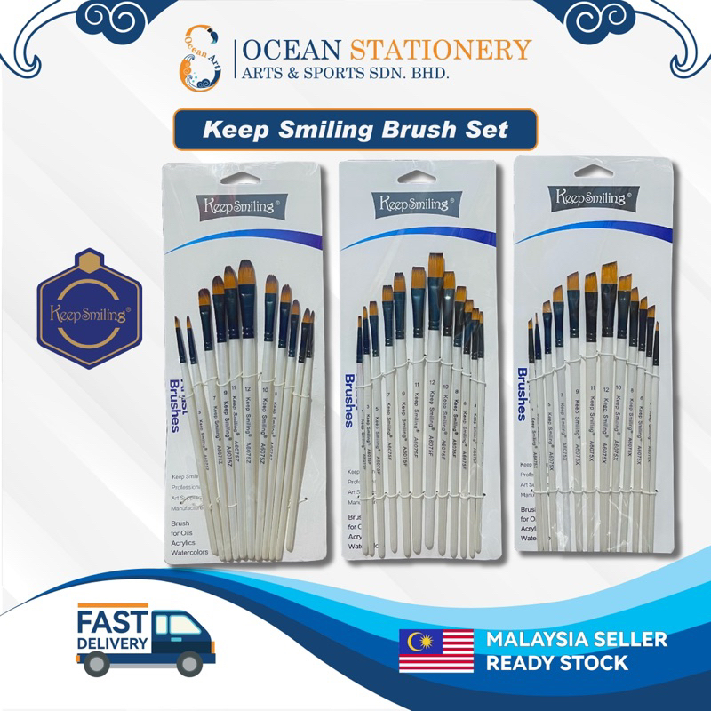 Keep Smiling Artist Brushes Set Brush for Oils Acrylics Watercolors ...
