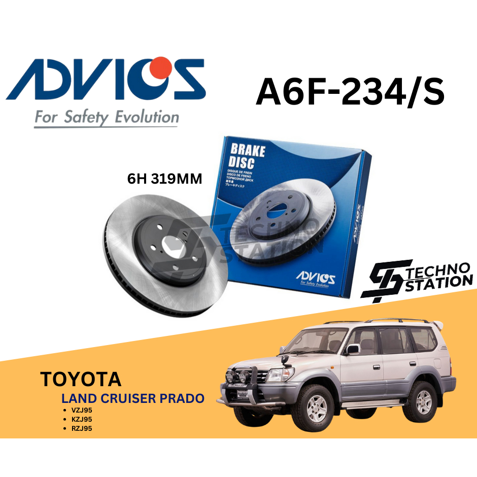 ADVICS Heavy Duty A6F-234/S Brake Disc Rotor Set Toyota Land Cruiser ...