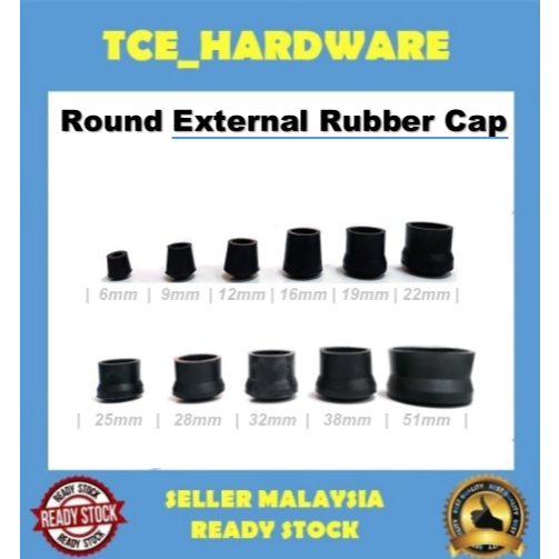 Round external Cap Rubber Cover Getah Hitam Kaki Meja Furniture Foot ...