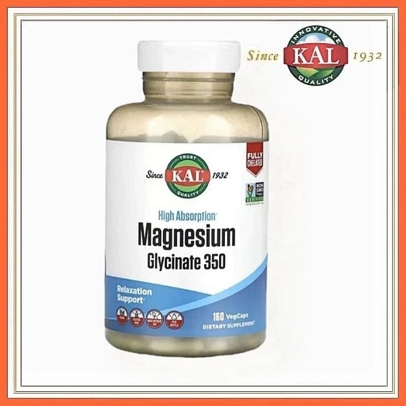 KAL, High Absorption Magnesium Glycinate 350 mg, 160 Vegetarian