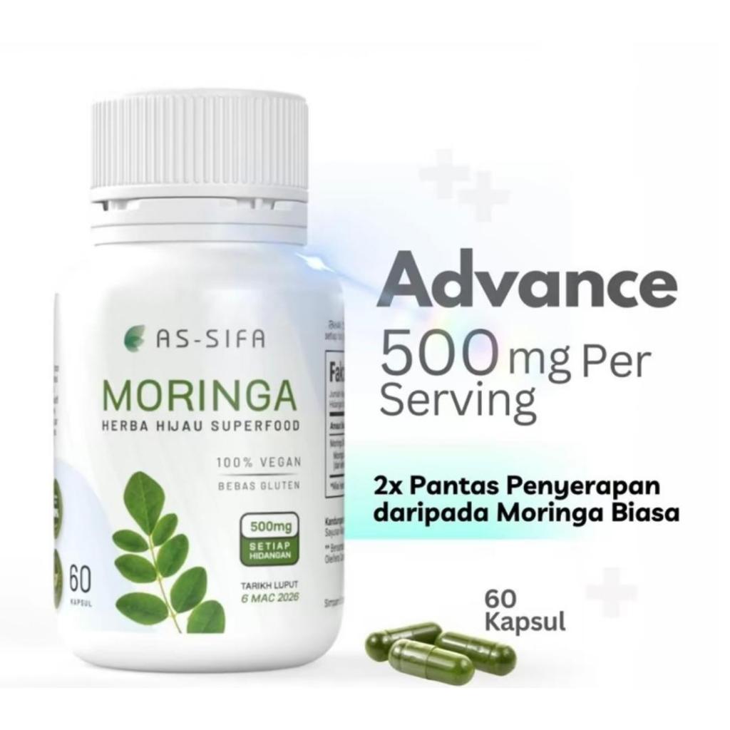 AS SIFA MORINGA SUPER FOOD 500MG PER SERVING 60 KAPSUL 100% VEGAN ...