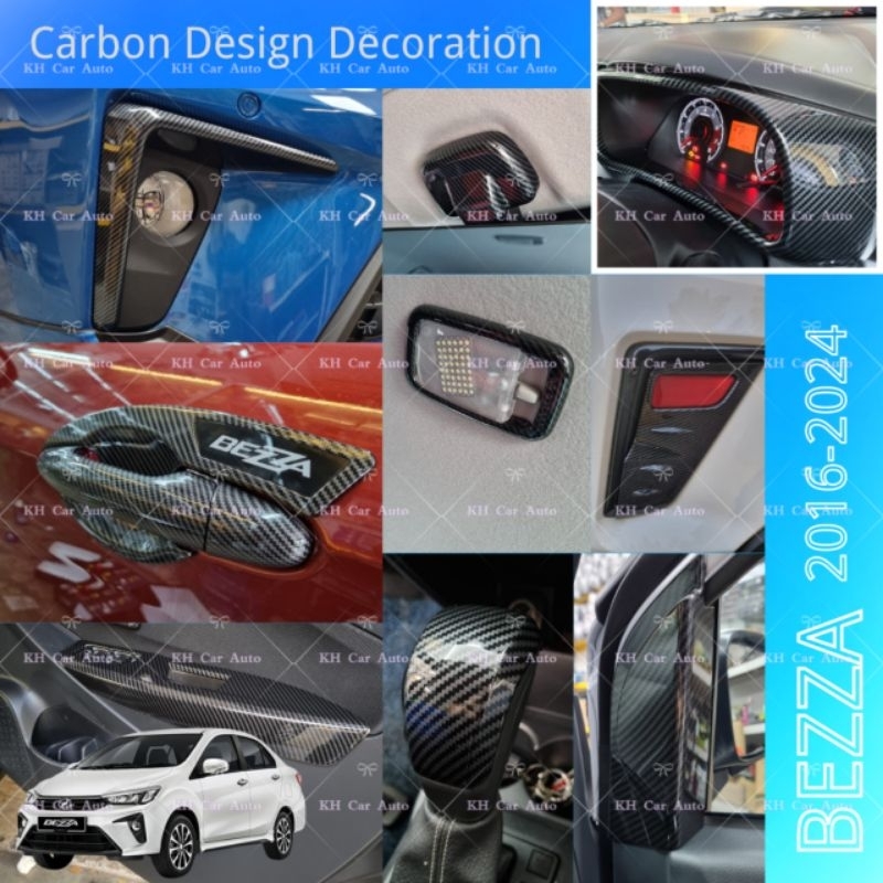 Perodua Bezza 2016-2024 Car Accessories Carbon Design Frame Cover ...