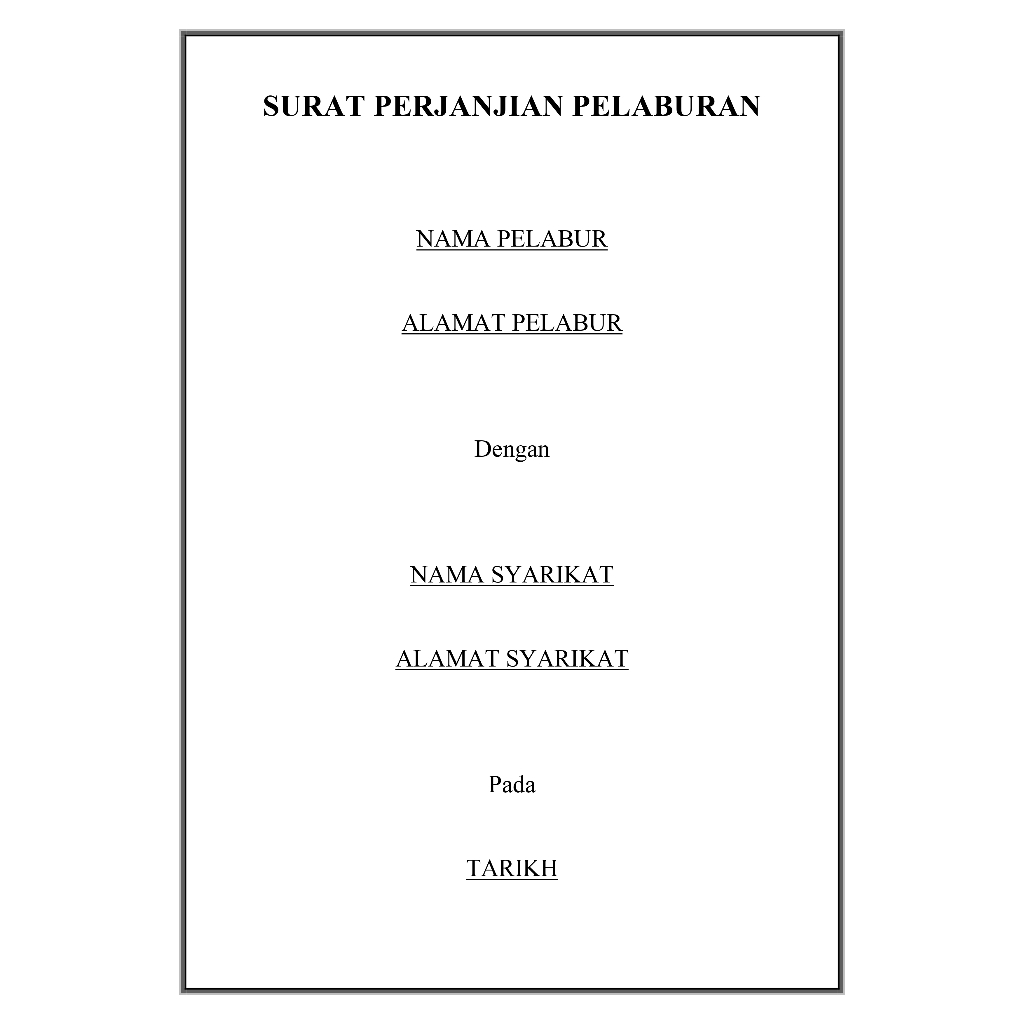 template perjanjian pelaburan dengan syarikat funder and company ...
