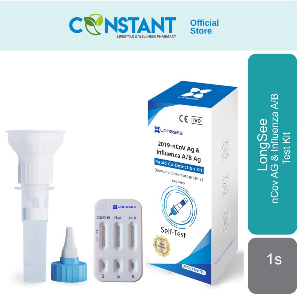 Longsee 3in1 (Covid19 & Influenza A+B) Saliva Home Self Test Rapid