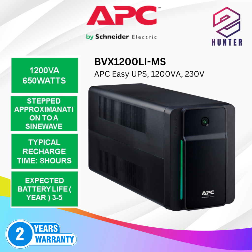 APC BVX1200LI-MS APC Easy UPS, 1200VA, Tower, 230V, 4 Universal + 1 IEC ...