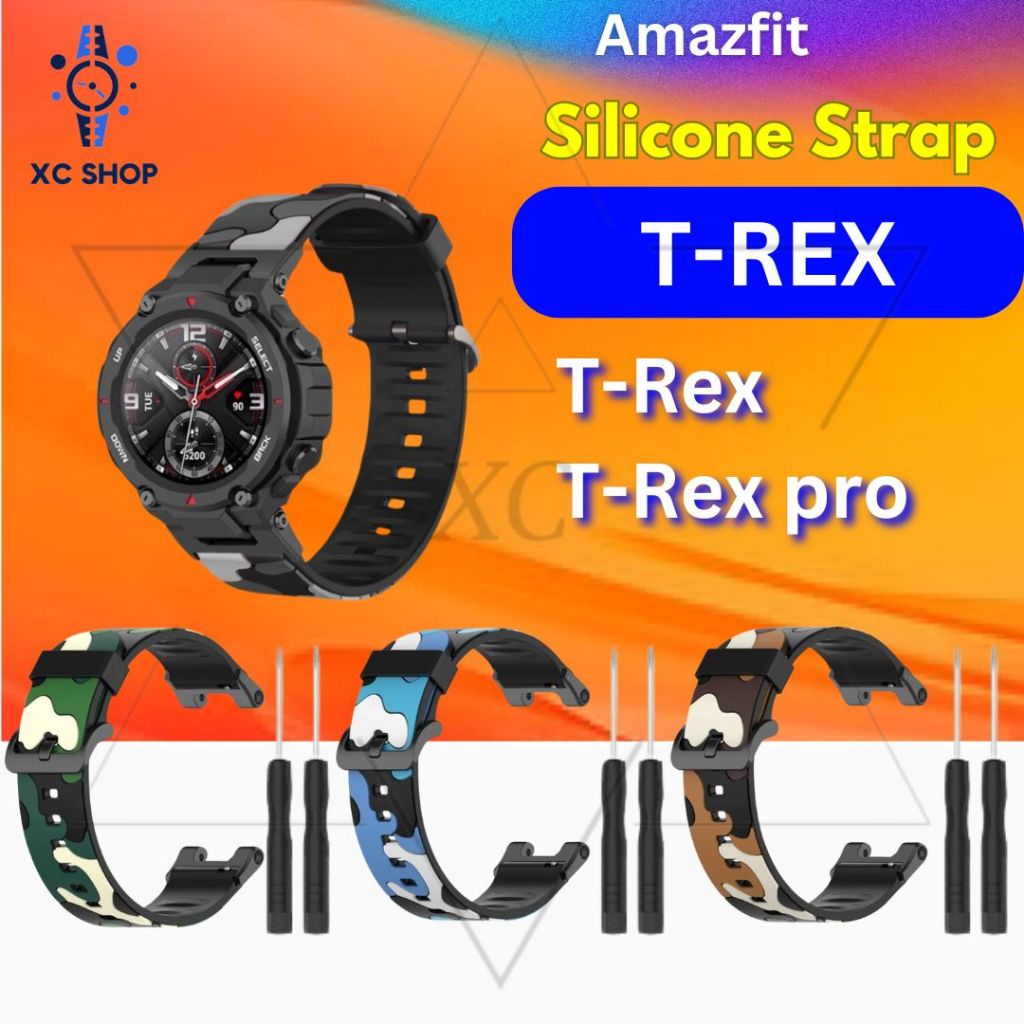 Ready stock Amazfit T Rex pro replacement strap camo silicone band T rex wristband smart watch tali jam trex camouflage Shopee Malaysia