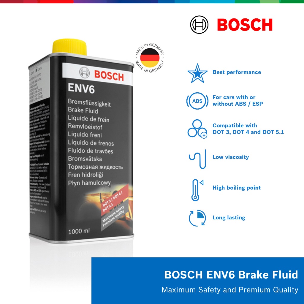 Bosch ENV6 High Performance Premium Quality Brake Fluid DOT 3 DOT 4 and ...