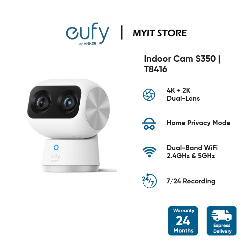 Eufy Security Indoor Cam S350, Dual Cameras, 4K UHD Resolution Security ...