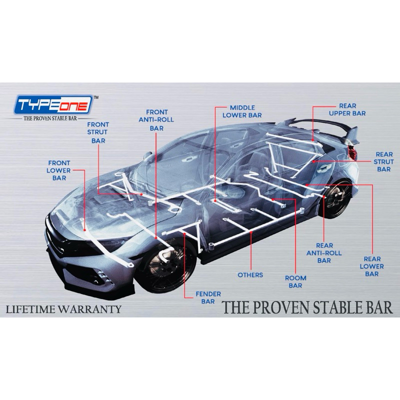 TYPE ONE Honda Civic FC 2017- 2021 front side rear middle anti Struct ...