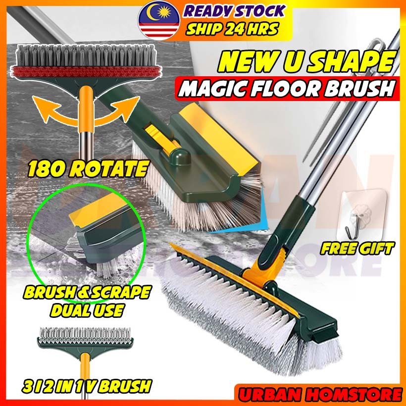 3 In 1 Brush Magic Broom Bathroom Floor Cleaning Scrub Brush Toilet Broom Brush Penyapu Berus 8994