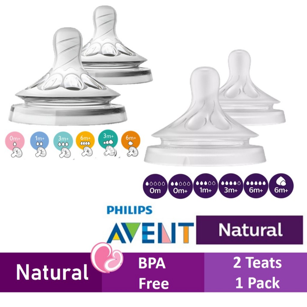 Original Philips Avent 2pcs Natural Silicone Bottle Teats Natural 2 0