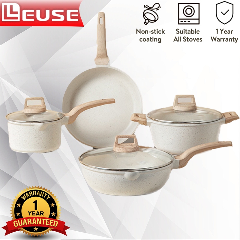 LEUSE 4 pcs kitchen set wok pot Suitable for all stoves Cookware Sets ...