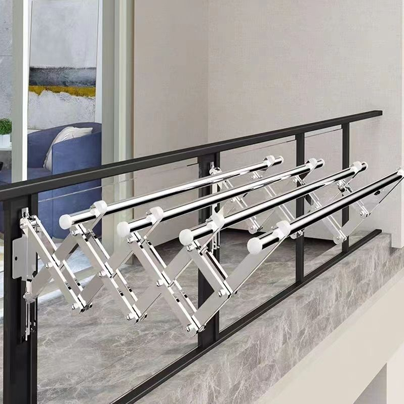 3/4/5 Bar Stainless Steel Retractable Wall Mounted Clothes Hanger