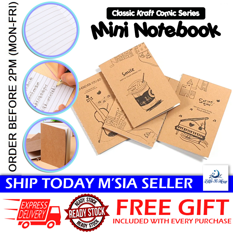 [Little B House] Mini Retro Notebook Kraft Paper Pocket Notepad Mini ...