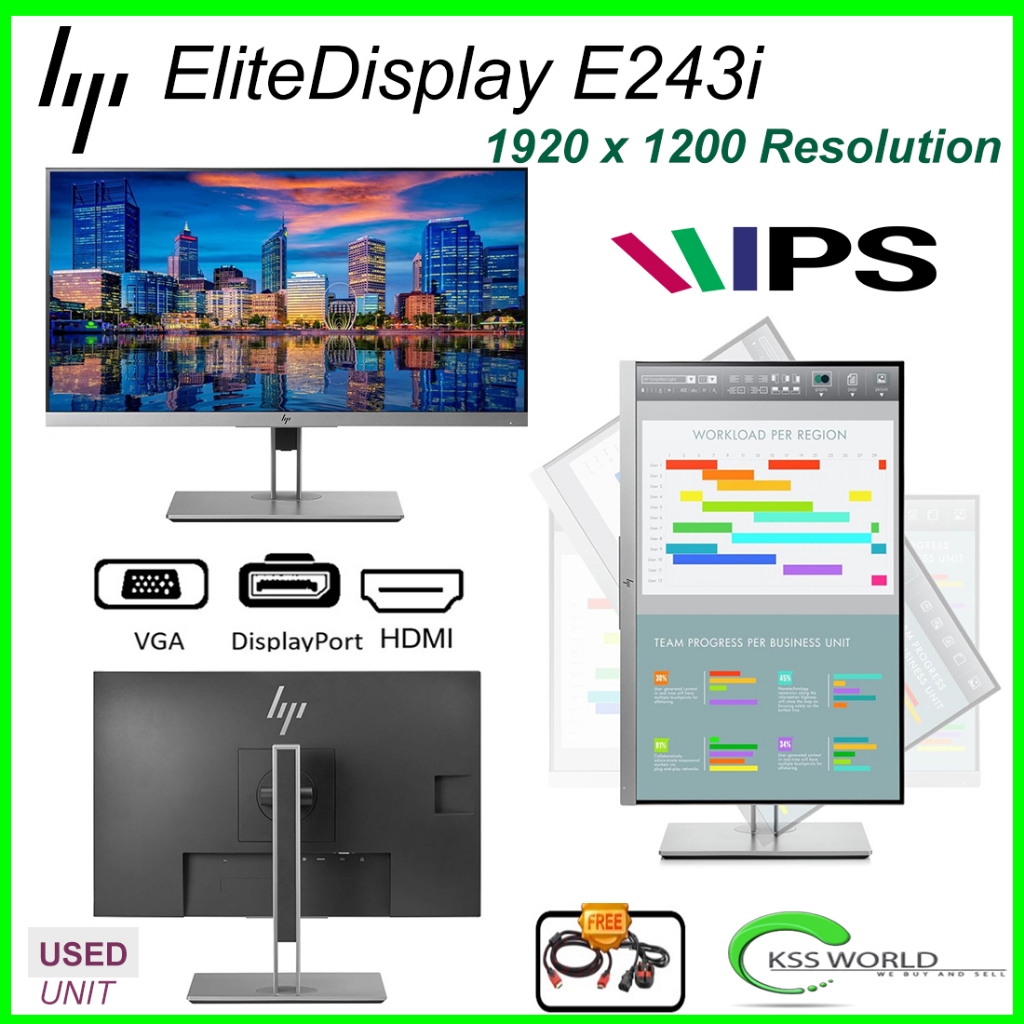 HP EliteDisplay E243 23.8inch Monitor FHD 1920 x 1080 60 Hz Flat