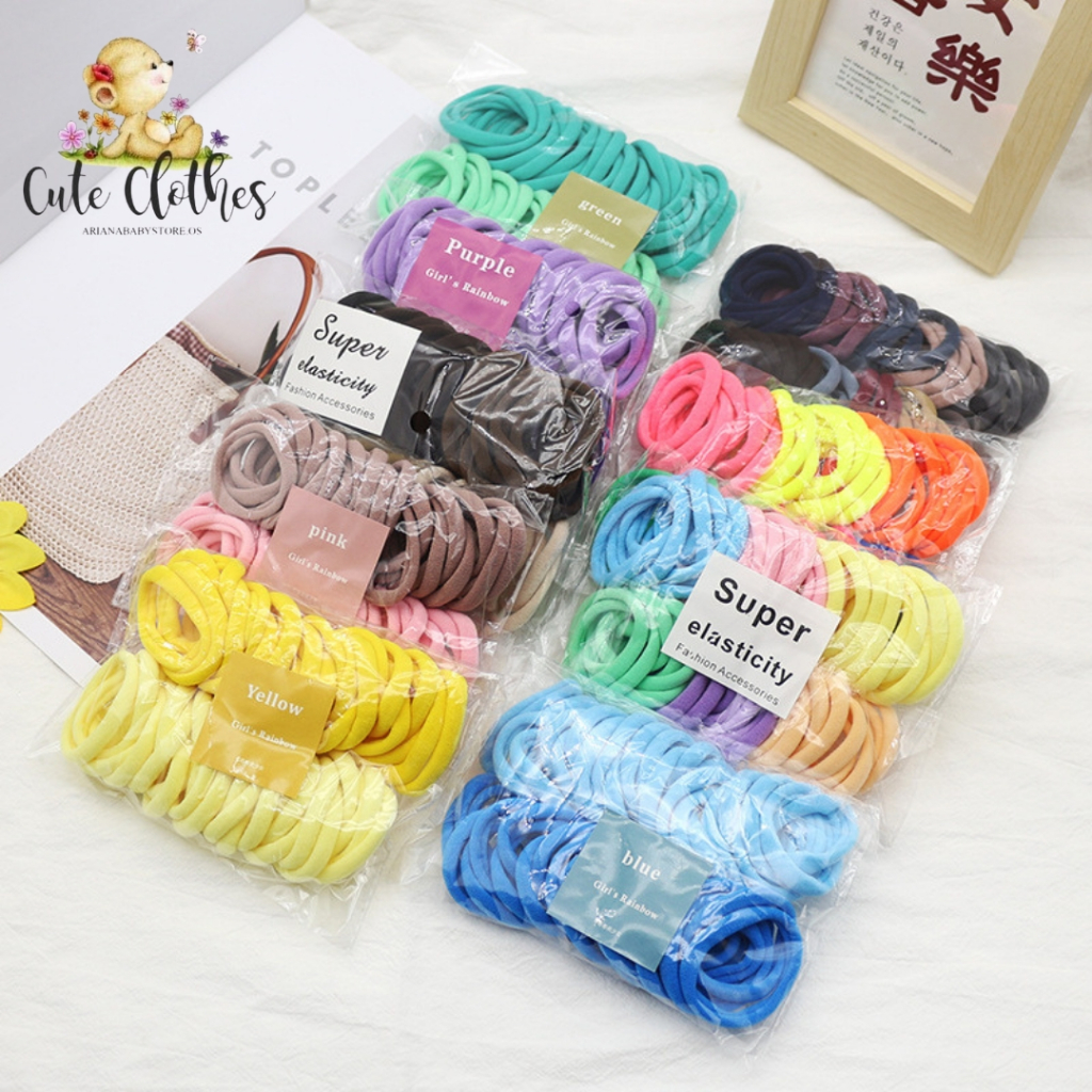 50pieces Hair bands Colourful Rubber Hair Ties Hairband Getah Rambut ...