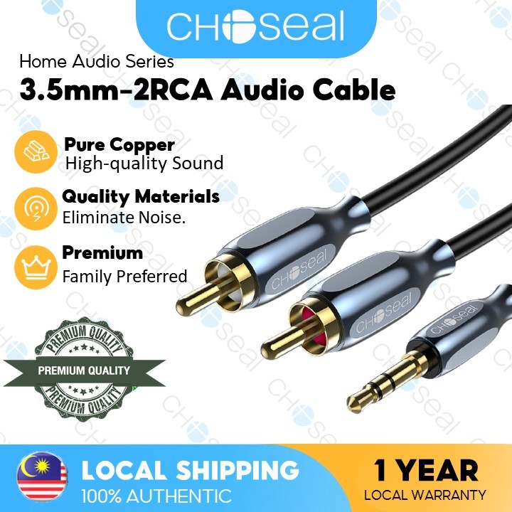 Choseal 3.5mm to 2 RCA Cable RCA TO Aux Audio cable Cord Slim Step Down ...