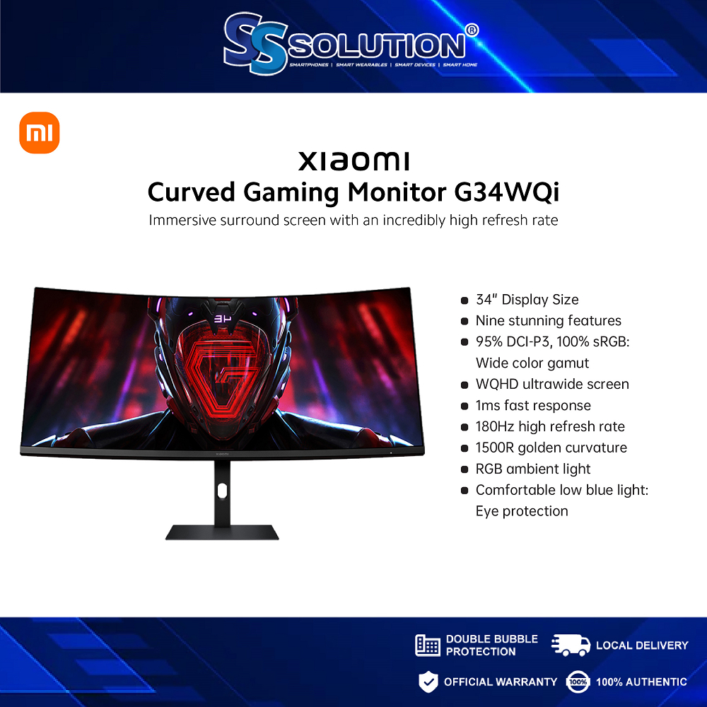 Xiaomi Curved Gaming Monitor G34WQi l 34 Inch l 180Hz high refresh rate ...