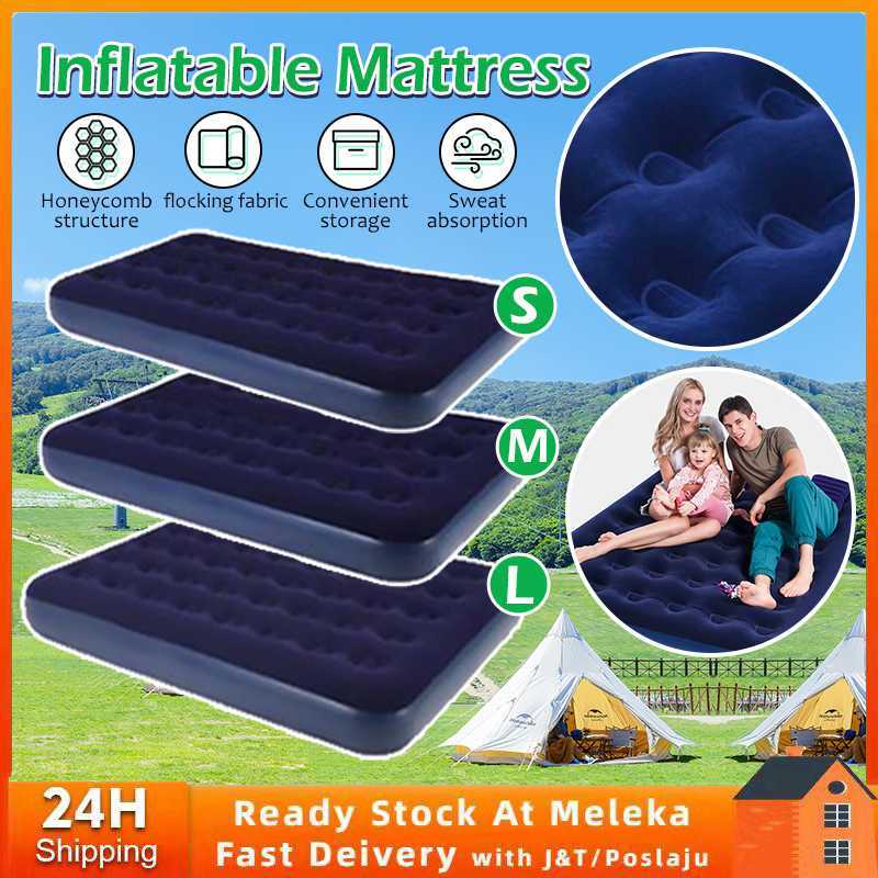 Folding Inflatable Bed Flocked Air Bed / Air Mattress Outdoor Sleeping ...