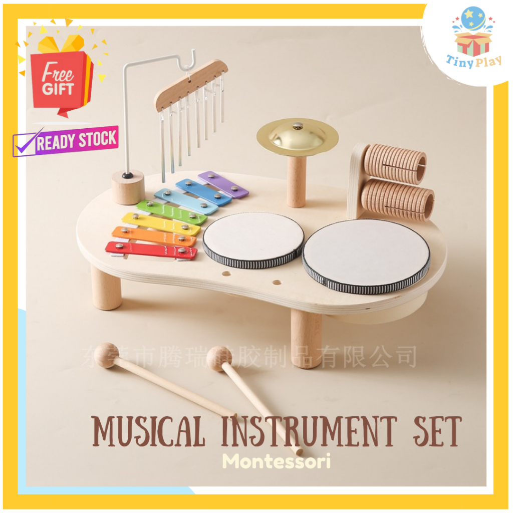TinyPlay Musical Instrument Set Drum Set Toy Fine Motor Skills Favors ...