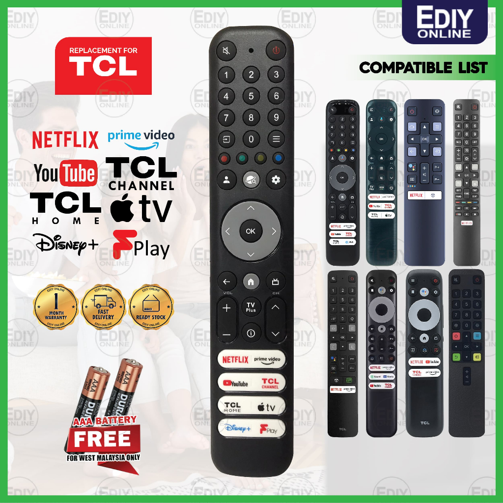 【𝐅𝐑𝐄𝐄 𝐁𝐀𝐓𝐓𝐄𝐑𝐘 𝐀𝐀𝐀 𝐗𝟐】 UNIVERSAL TCL REMOTE 2023 C745 C845 4K QLED HDR ...