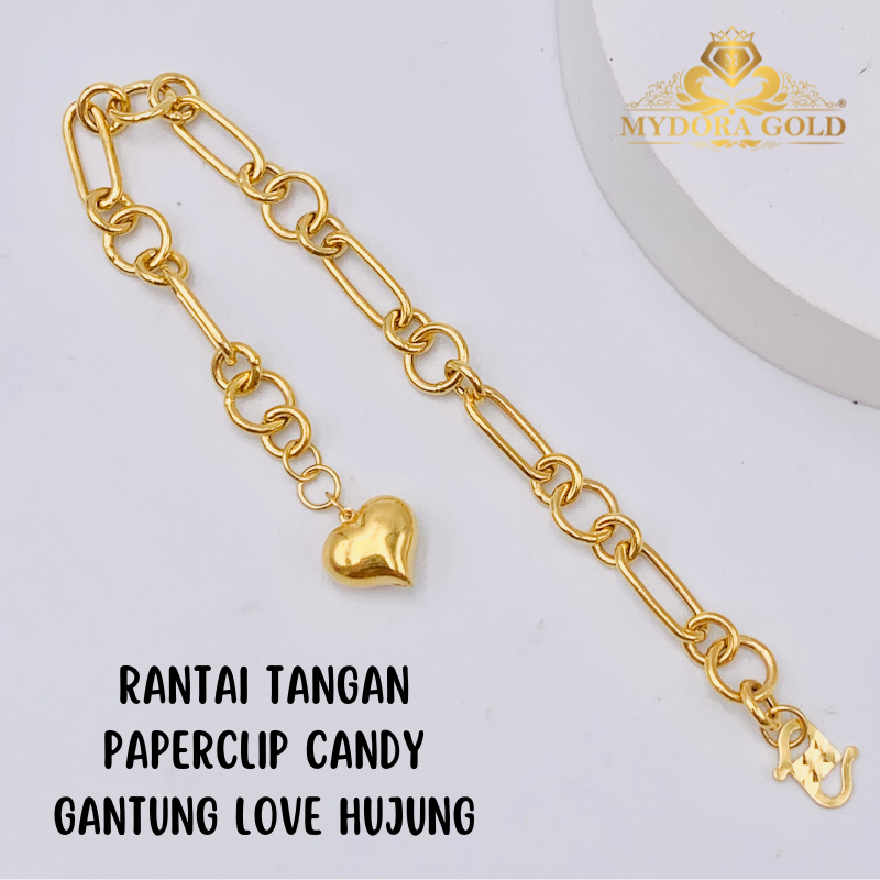 Mydora Rantai Tangan Paperclip Candy Gantung Love Hujung Emas Shopee Malaysia