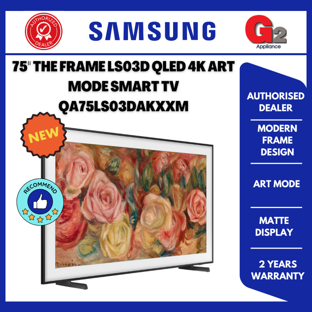 SAMSUNG [NEW 2024] 75" THE FRAME LS03D QLED 4K ART MODE SMART TV