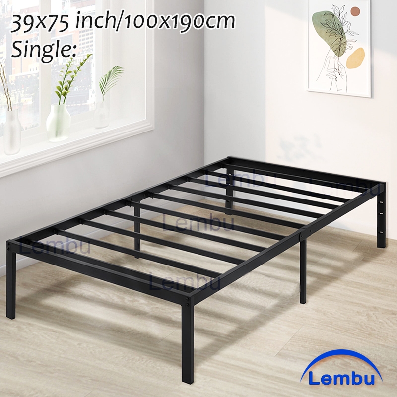 Queen Bed Frame Single Size Double Bed Frame Black Single Simple Metal ...