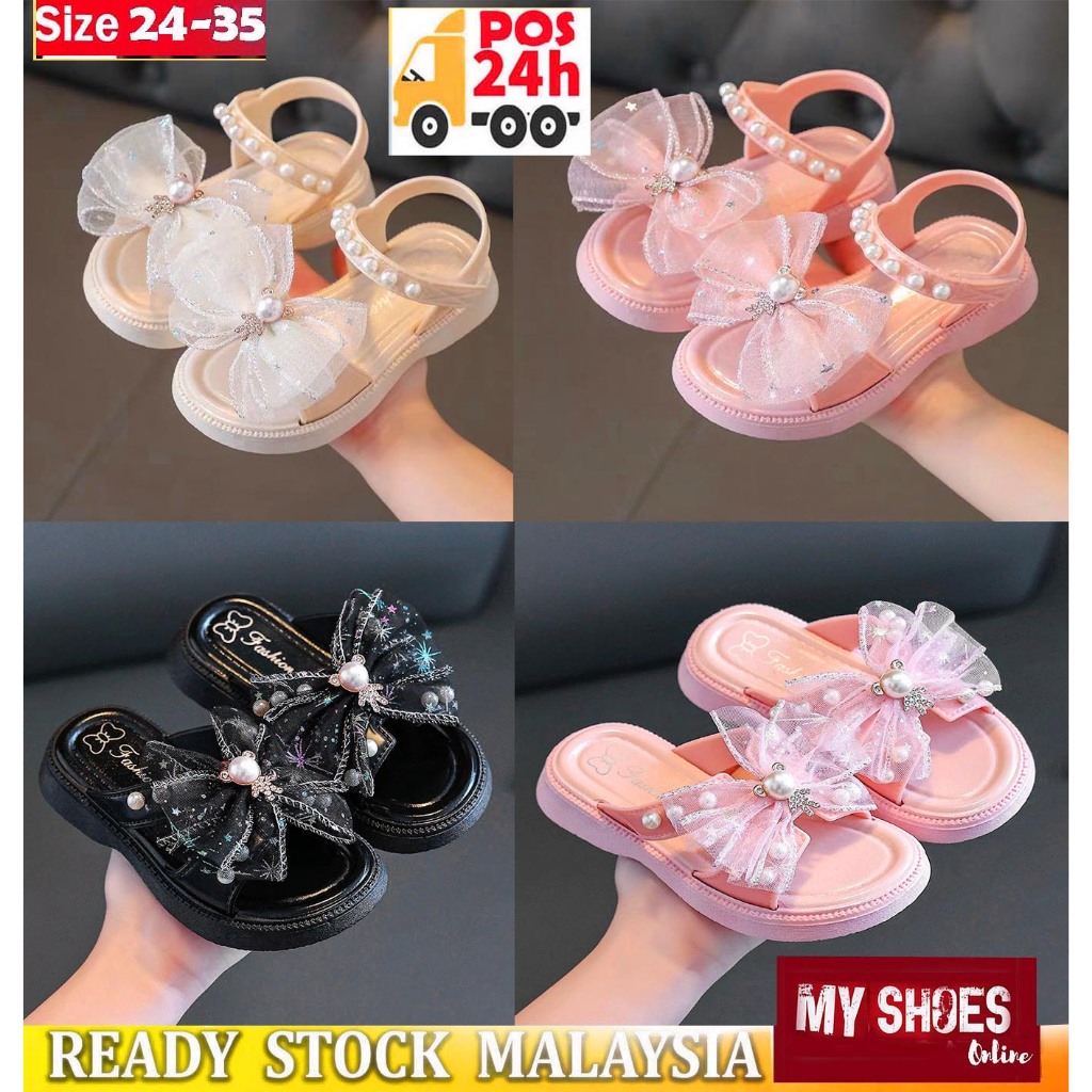 READY STORE New Diamond Ribbon Kids Sandals/Sandal Perempuan Ribbon 25 ...