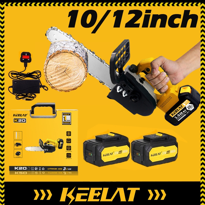 KEELAT 12/6 inch Rechargeable High power handheld chainsaw for outdoor