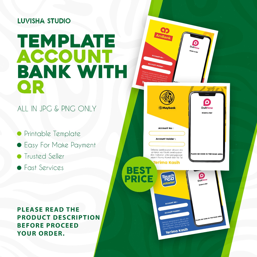 Template Bank Details | New Design with QR | Pilih Template & Kami Edit ...