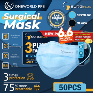 【SurgiPlus】 Premium Surgical Face Mask 3 & 4 Ply ASTM Lvl 2-3/EN Type II-R PFE BFE 99%