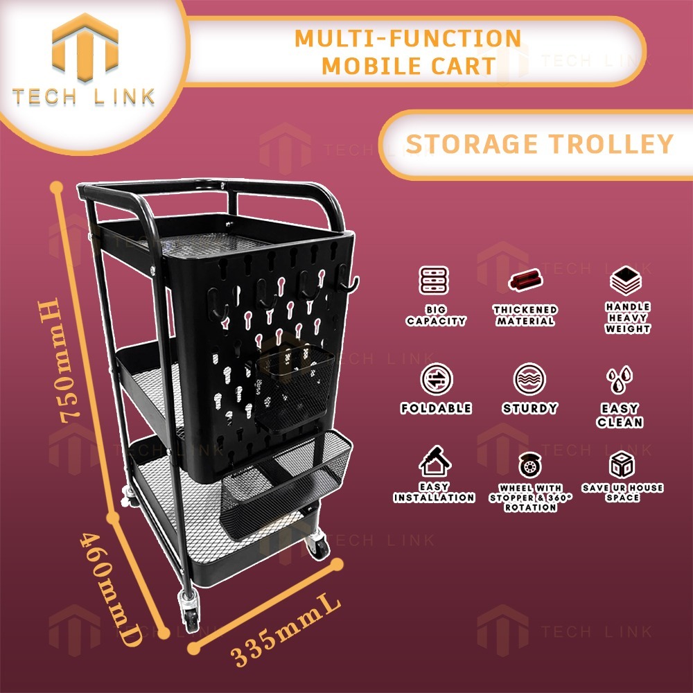 Multifunction Storage Rack/Mobile cart/Kitchen Trolley-[100% Steel] 3 ...