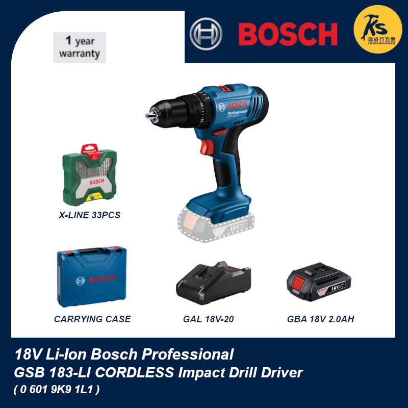 BOSCH 18V Cordless Impact Drill GSB 183-LI Professional ( 0 601 9K9 1L1 ...