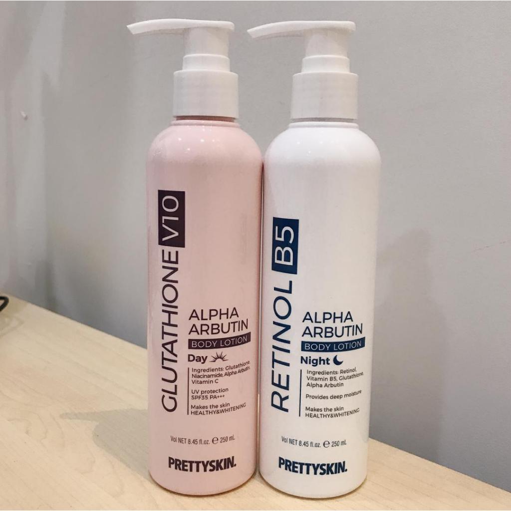 【现货】Prettyskin Glutathione V10 Alpha Arbutin Body Lotion 250ml 谷胱甘肽 B5 B3  熊果素 日用 夜用 身体乳液